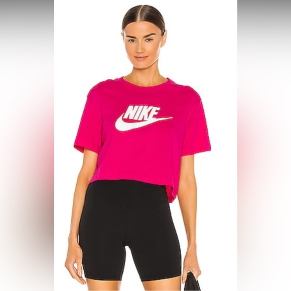 Nike Women's Bright Pink Crop Top - Picture 1 of 3